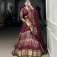 Lorenvalley Maroon Gaji Silk Digital Print With Lagadi Patta Lehenga Choli with Dupatta | Swadesiicart