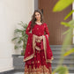Lorenvalley Fashion Maroon Faux Georgette with Zari & Sequins Embroidered Work Anarkali Gown with Dupatta - Swadesiicart