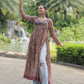 Lorenvalley Maroon Printed Cotton With Kutchi Gamthi Work And Kodi Lace Kurti | Swadesiicart