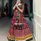 Lorenvalley Maroon Dola Silk with Printed With Foil Work And Original Mirror Gamthi Lace Touch Up Lehenga Choli | Swadesiicart