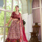 Lorenvalley Maroon Tussar Silk Floral Print with Foil Print Lehenga Choli with Dupatta | Swadesiicart