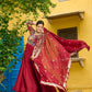 Lorenvalley Fashion Maroon Vichitra Silk with Multi Thread & Embroidered work Anarkali Gown with Dupatta - Swadesiicart