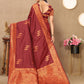 Lorenvalley Fashion Maroon Soft Silk Copper Zari weaving Design Saree - Swadesiicart