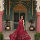 Lorenvalley Maroon Rayon Fabric with Printed Attached In Frill And Neck Gown | Swadesiicart
