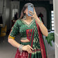 Lorenvalley Maroon Dola Silk with Printed With Foil Work And Original Mirror Gamthi Lace Touch Up Lehenga Choli | Swadesiicart