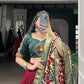 Lorenvalley Fashion Maroon Tasar Silk Print with Foil Work and Real Mirror Gamthi Work with Lace Touch Up Lehenga Choli with Dupatta | Swadesiicart
