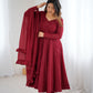 Lorenvalley Fashion Maroon Faux Georgette Lukhnowi Sequence Work Anarkali Kurta Pant With Dupatta Set - Swadesiicart
