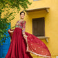 Lorenvalley Fashion Maroon Vichitra Silk with Multi Thread & Embroidered work Anarkali Gown with Dupatta - Swadesiicart