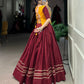 Lorenvalley Maroon Pure Cotton Plain With Gota Patti Touch Up Lehenga Choli | Swadesiicart