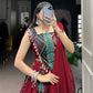 Lorenvalley Pure Cotton Maroon Plain And Printed With Foil Work Lehenga Choli with Dupatta | Swadesiicart
