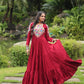 Lorenvalley Maroon Rayon Fabric with Kutchi Gamthi work Gown | Swadesiicart