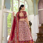 Lorenvalley Maroon Tussar Silk Floral Print with Foil Print Lehenga Choli with Dupatta | Swadesiicart