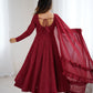 Lorenvalley Fashion Maroon Faux Georgette Lukhnowi Sequence Work Anarkali Kurta Pant With Dupatta Set - Swadesiicart