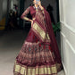 Lorenvalley Maroon Gaji Silk Digital Print With Lagadi Patta Lehenga Choli with Dupatta | Swadesiicart