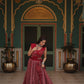 Lorenvalley Maroon Rayon Gota Patti Lace Printed Kali Pattern Lehenga Choli with Dupatta | Swadesiicart