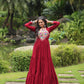 Lorenvalley Maroon Rayon Fabric with Kutchi Gamthi work Gown | Swadesiicart