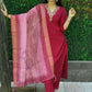 Lorenvalley Fashion Maroon Roman Silk Hand Work Kurta Pant with Dupatta - Swadesiicart
