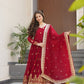 Lorenvalley Fashion Maroon Faux Georgette with Zari & Sequins Embroidered Work Anarkali Gown with Dupatta - Swadesiicart
