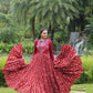 Lorenvalley Maroon Cotton Printed With Kutchi Gamthi Work and Kodi Lace Gown | Swadesiicart