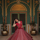 Lorenvalley Maroon Rayon Gota Patti Lace Printed Kali Pattern Lehenga Choli with Dupatta | Swadesiicart