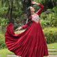 Lorenvalley Maroon Rayon Fabric with Kutchi Gamthi work Gown | Swadesiicart