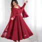 Lorenvalley Fashion Maroon Faux Georgette Lukhnowi Sequence Work Anarkali Kurta Pant With Dupatta Set - Swadesiicart