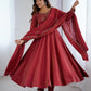 Lorenvalley Fashion Maroon Roman Shimmer Chanderi Silk Yoke Fancy Handwork Beads Work Anarkali Kurta Pant With Dupatta Set - Swadesiicart