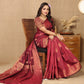 Lorenvalley Fashion Maroon Soft Katan Silk Woven Design Copper Zari Weaving Saree - Swadesiicart