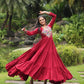 Lorenvalley Maroon Rayon Fabric with Kutchi Gamthi work Gown | Swadesiicart