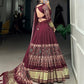 Lorenvalley Maroon Gaji Silk Digital Print With Lagadi Patta Lehenga Choli with Dupatta | Swadesiicart