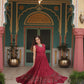 Lorenvalley Maroon Rayon Fabric with Printed Attached In Frill And Neck Gown | Swadesiicart