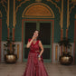Lorenvalley Maroon Rayon Gota Patti Lace Printed Kali Pattern Lehenga Choli with Dupatta | Swadesiicart