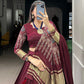 Lorenvalley Maroon Gaji Silk Digital Print With Lagadi Patta Lehenga Choli with Dupatta | Swadesiicart