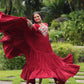 Lorenvalley Maroon Rayon Fabric with Kutchi Gamthi work Gown | Swadesiicart