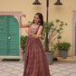 Lorenvalley Maroon Printed Cotton With Kutchi Gamthi Work and Kodi Lace Gown | Swadesiicart