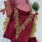 Lorenvalley Fashion Maroon Roman Silk Hand Work Kurta Pant with Dupatta - Swadesiicart