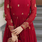 Lorenvalley Fashion Maroon Faux Georgette with Zari & Sequins Embroidered Work Anarkali Gown with Dupatta - Swadesiicart
