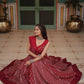 Lorenvalley Maroon Rayon Gota Patti Lace Printed Kali Pattern Lehenga Choli with Dupatta | Swadesiicart