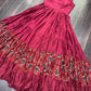 Lorenvalley Maroon Rayon Fabric with Printed Attached In Frill And Neck Gown | Swadesiicart