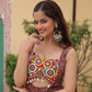 Lorenvalley Maroon Printed Cotton With Kutchi Gamthi Work and Kodi Lace Gown | Swadesiicart