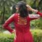 Lorenvalley Maroon Rayon Fabric with Kutchi Gamthi work Gown | Swadesiicart