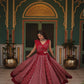 Lorenvalley Maroon Rayon Gota Patti Lace Printed Kali Pattern Lehenga Choli with Dupatta | Swadesiicart