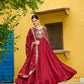 Lorenvalley Fashion Maroon Vichitra Silk with Multi Thread & Embroidered work Anarkali Gown with Dupatta - Swadesiicart