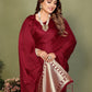 Anaita Maroon Zari Weaving Work Satin Silk Saree With Blouse