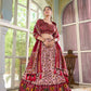 Lorenvalley Maroon Tussar Silk Floral Print with Foil Print Lehenga Choli with Dupatta | Swadesiicart