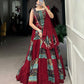 Lorenvalley Maroon Pure Cotton Plain And Printed With Foil Work Lehenga Choli with Dupatta | Swadesiicart