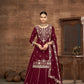 Anaita Violet Premium Embroidered Vichitra Silk Lehenga Style Suit