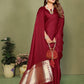 Anaita Maroon Zari Weaving Work Satin Silk Saree With Blouse