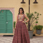 Lorenvalley Maroon Printed Cotton With Kutchi Gamthi Work and Kodi Lace Gown | Swadesiicart