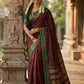 Anaita Maroon Silk Woven Saree With Blouse